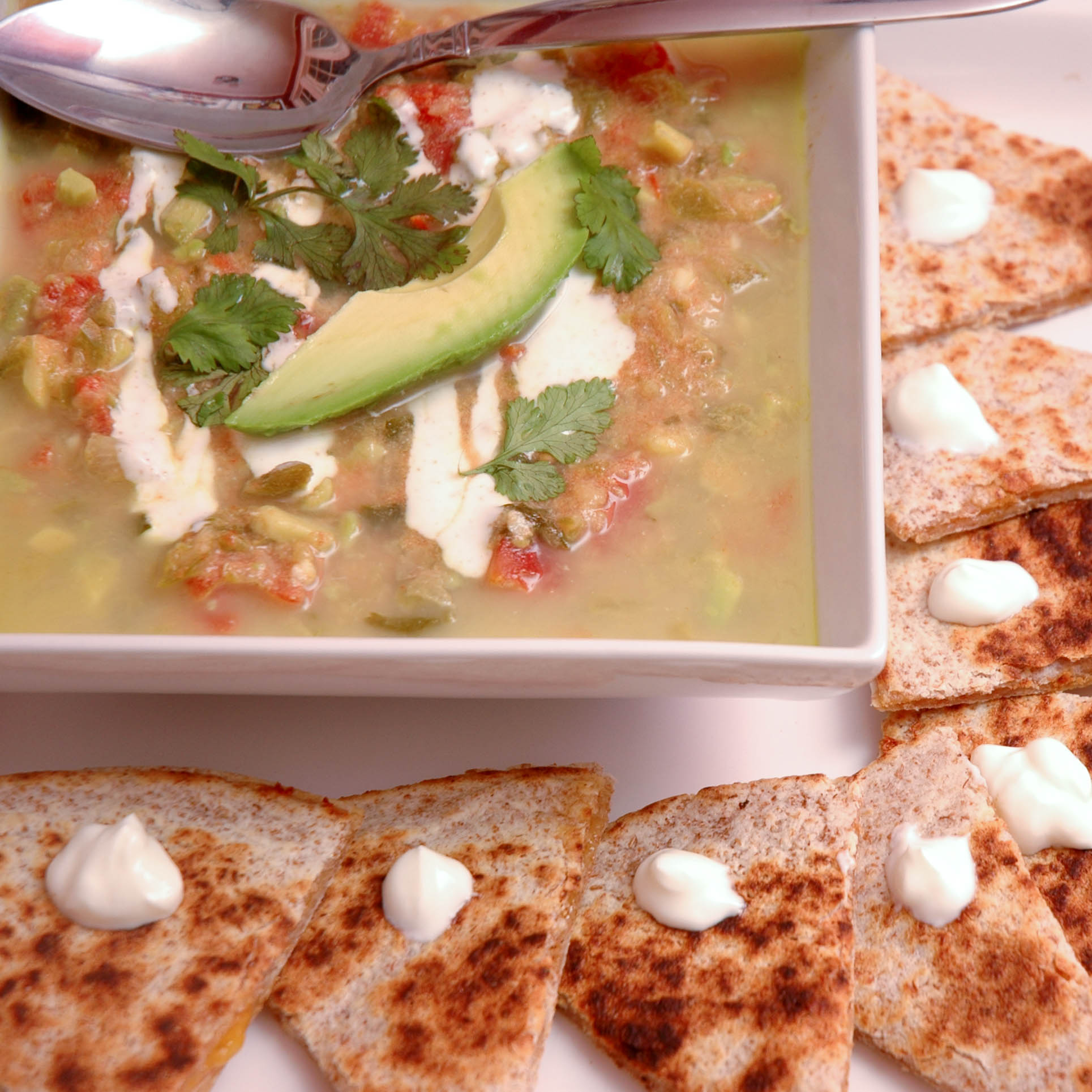 jalapeno soup with quesadillas