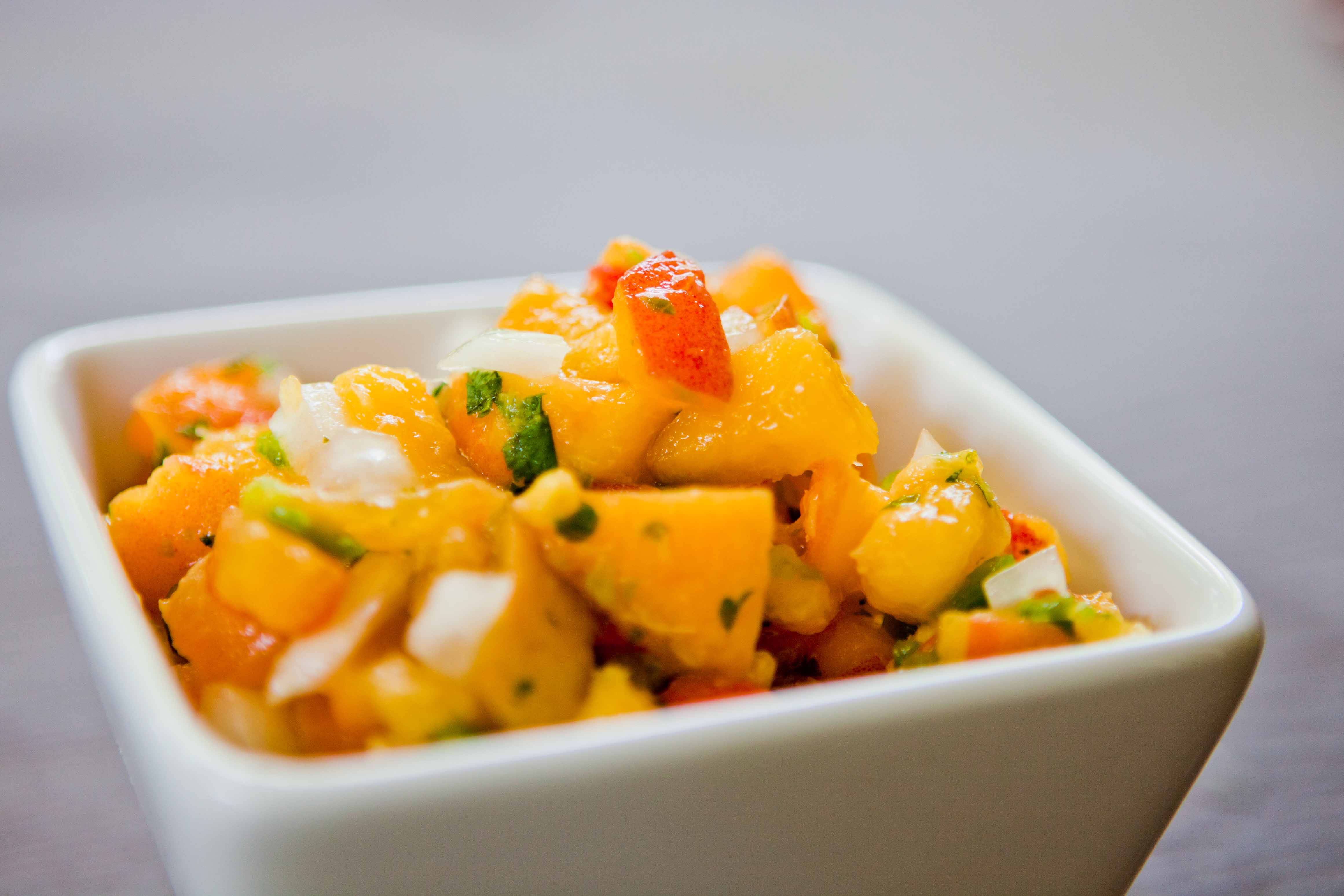 peach salsa close