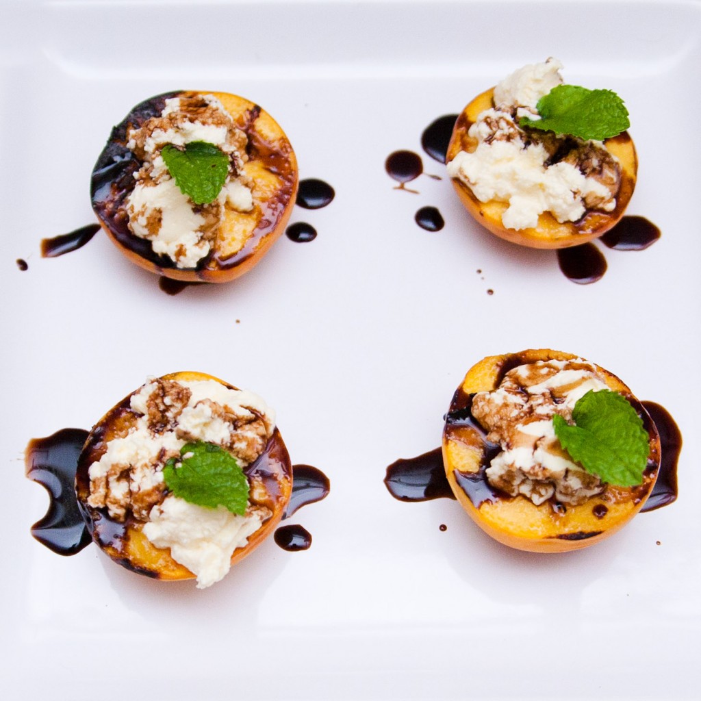 grilled peaches with balsamic & ricotta