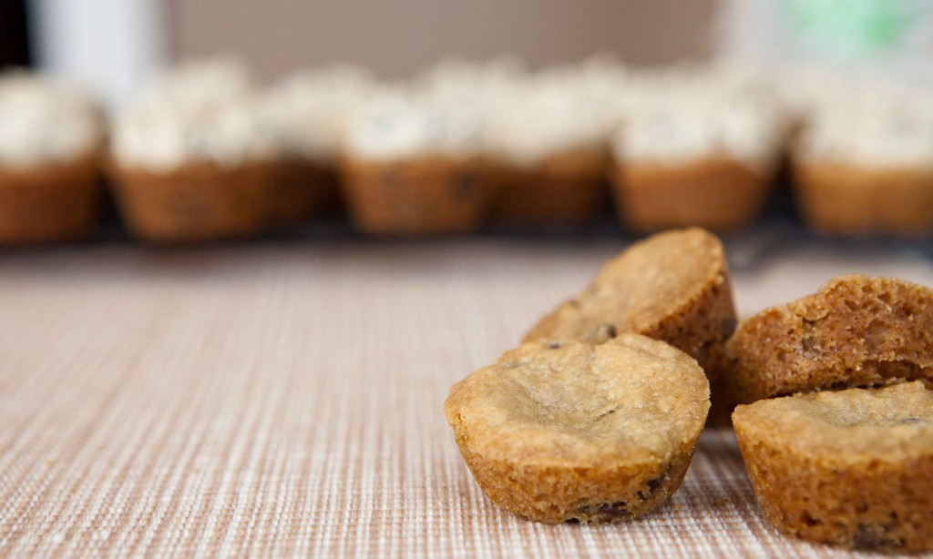Chocolate Chip Cookie Dough Bites with Cookie Dough Frosting